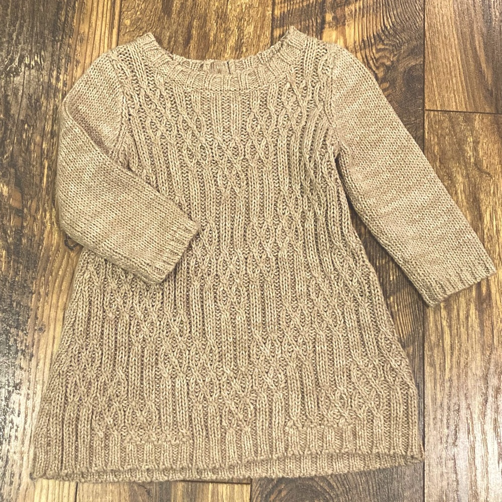Old navy infant girl 6-12months tan cable-knit sweater dress